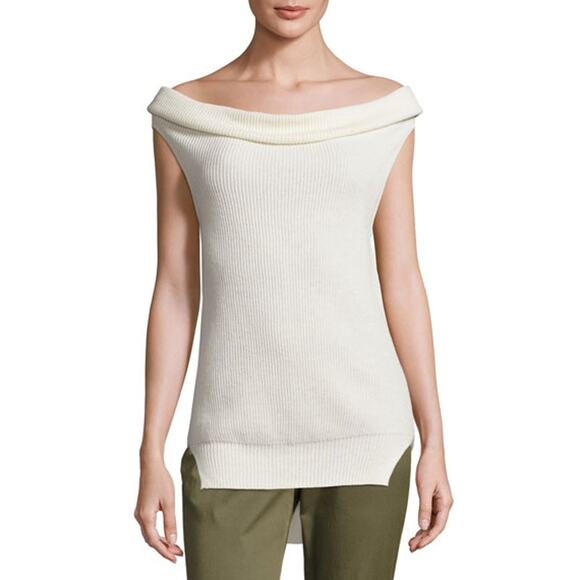 NEW Veronica Beard Stone Off the Shoulder Cashmere Sweater Size Small - Picture 1 of 11